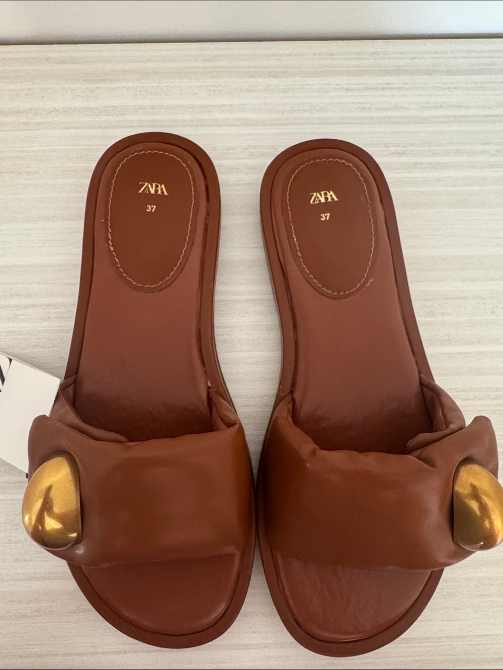 ZARA Embellished Quilted Slide Sandals - Picture 2 of 3